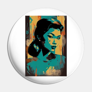 Vintage asian woman in pop-art style Pin