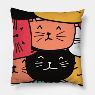 Cute Heads Cats Lover Gift Pillow