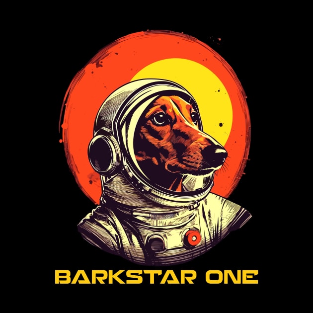 Unisex Tshirt 'barkstar One' | A Dachshund Conquers Space by Indigo Lake