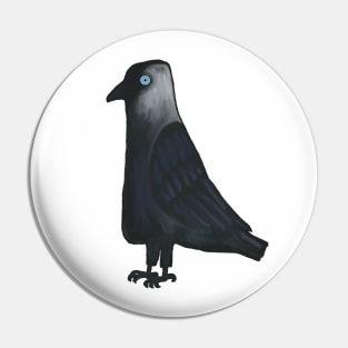 Blue eyed  Cartoon jackdaw Pin