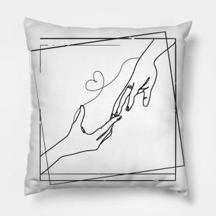 Lovers Hands Lineart Pillow