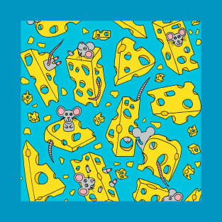 Mice and Swiss Cheese Blue Palette T-Shirt