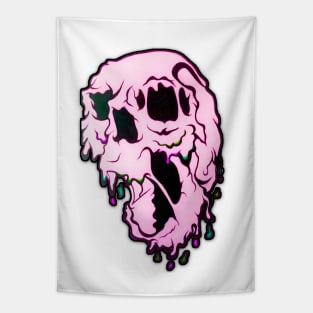 Pink Melting Skull Tapestry