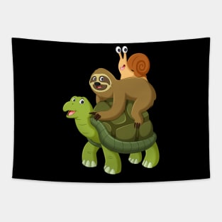 Turtle Sloth Snail Tapestry