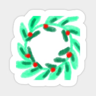 green red watercolor christmas wreath design Magnet