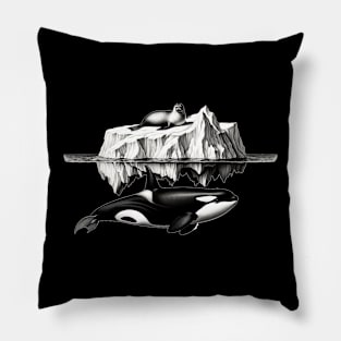 Icy Pursuit: Orca and Seal in Nature's Dance Pillow