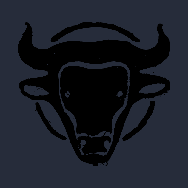 Stylized head of the Minotaur  in black ink by croquis design