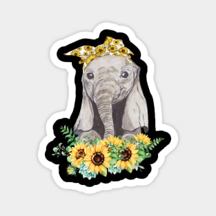 Sunflower Elephant t shirt for woman who loves elephant Magnet