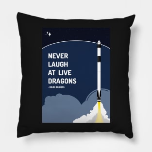 Never Laugh at Live Dragon - SpaceX Launch Poster Pillow