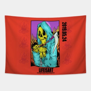 Dope trick or treat holloween scary man illustration Tapestry