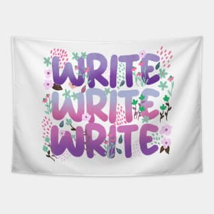 Write Write Write in Purple Florals Tapestry