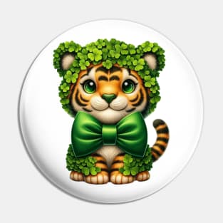 Clover Tiger St Patricks Day Pin