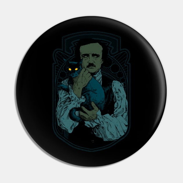 Poe and the Black Cat Pin by hafaell