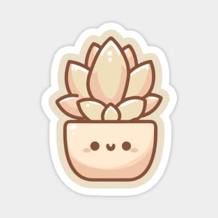 Cute Golden Succulent in a Pot | Kawaii Houseplant Illustration | Cute Kawaii Potted Plant Magnet