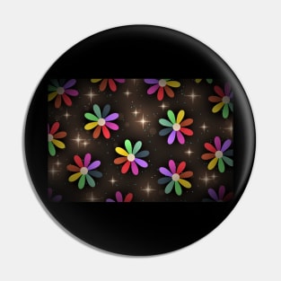 Colorful Flowers and Stars at night Pin