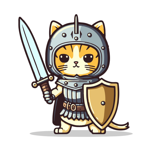 Adorable Cat Knight || Medieval Kitten Warrior by Mad Swell Designs