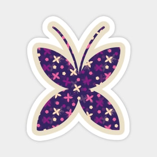 Purple butterfly and flower pattern Magnet