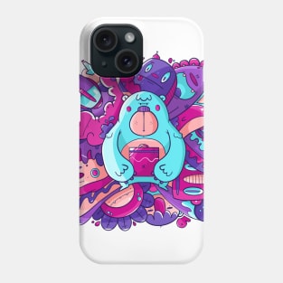 Cute Bear Neon Nights Doodle Phone Case