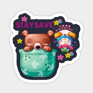 Cute Bear Animal Stay Save Magnet