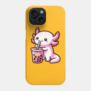 adorable baby axolotl drink boba Phone Case