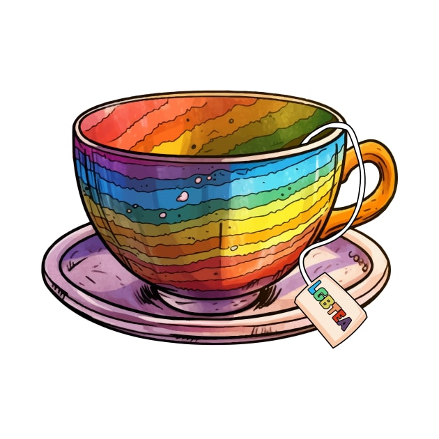 LGBTea gay pride Rainbow Colored Tea Cup Design by star trek fanart and more