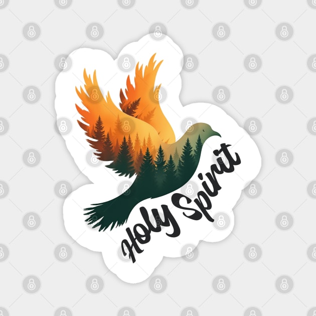 Divine Flame: The Holy Spirit's Guiding Wings Magnet by Rox