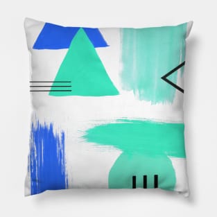 Abstract Composition in Aqua and Blue Pillow