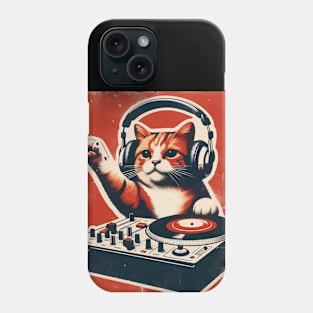 Funny Cute Deejay House Cat Retro Vintage Phone Case