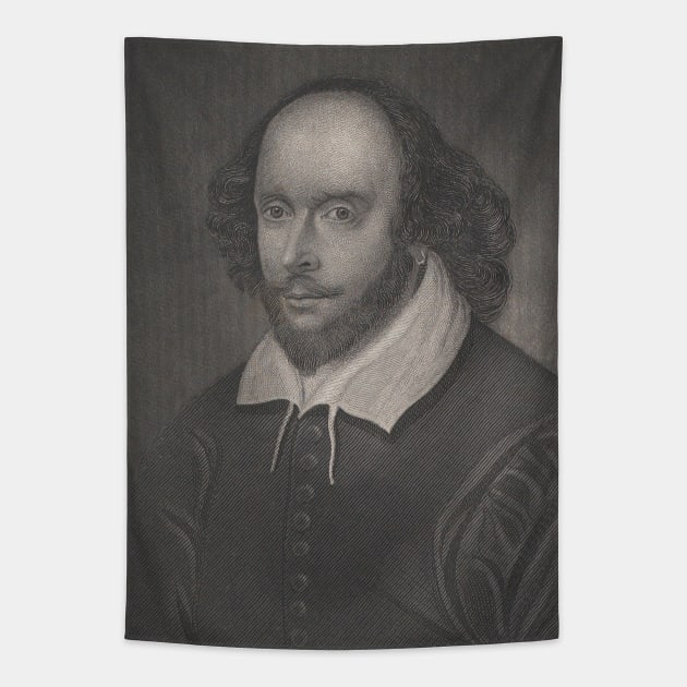 Vintage Portrait of William Shakespeare (1800s) Tapestry by Bravuramedia