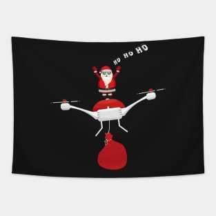 Flying Santa Claus On Drone - Christmas Quadcopter Enthusiast Gift Tapestry