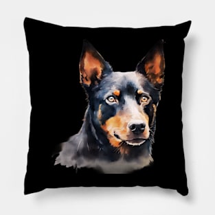 Watercolor Australian Kelpie Face Pillow