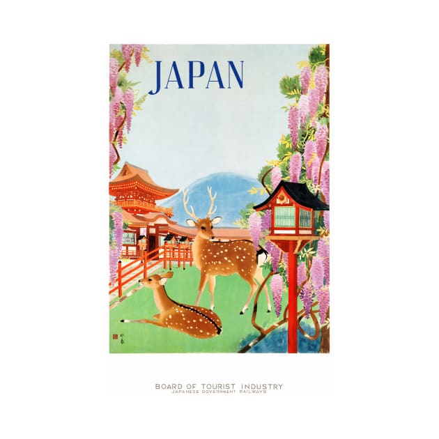 Vintage Travel Poster Japan Fawn by vintagetreasure