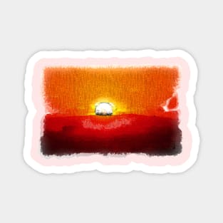 Red sunset artwork Magnet