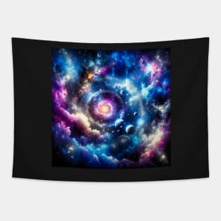 Celestial Dance: Spiral Galaxies and Cosmic Waves Tapestry