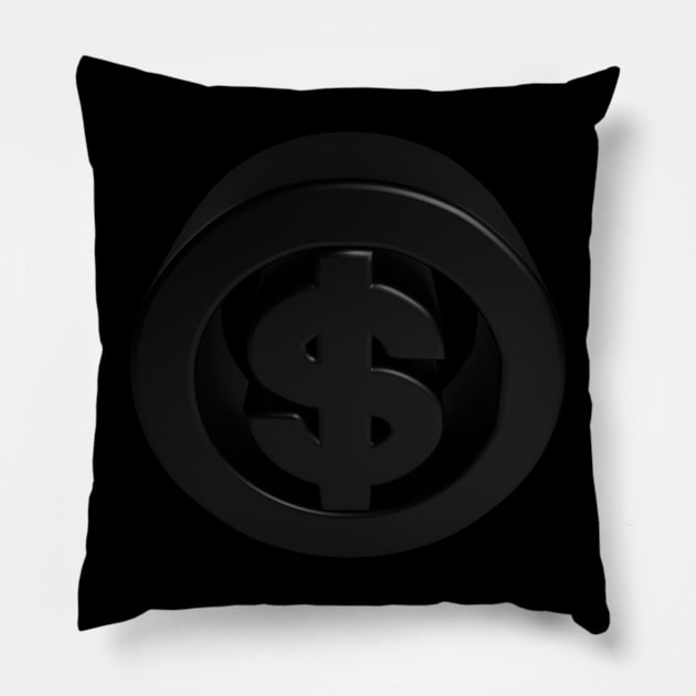 3D Dollar - Matte-Black Pillow by 3DMe