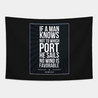 Seneca quote Subway style (white text on black) Tapestry