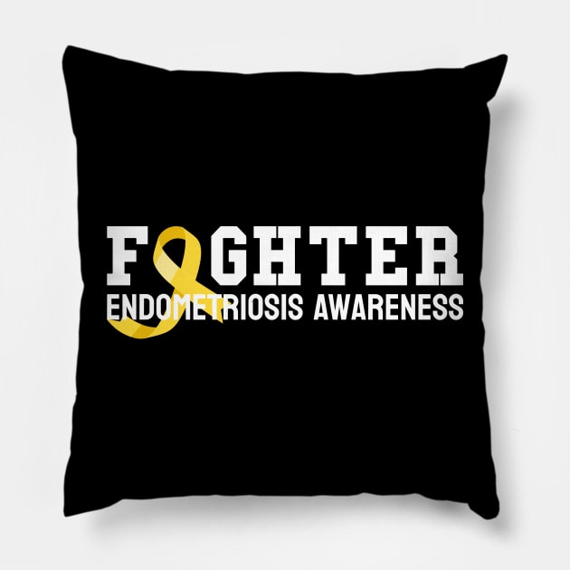 Fighter Endometriosis Awareness Month Ribbon Endo Warrior Pillow by Shopinno Shirts