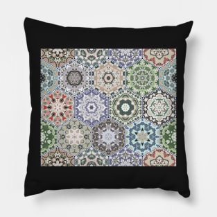 Hexagonal Oriental and ethnic motifs in patterns. Pillow