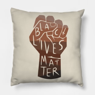 black lives matter | black power fist (multiple shades of black/skintones on black background) Pillow