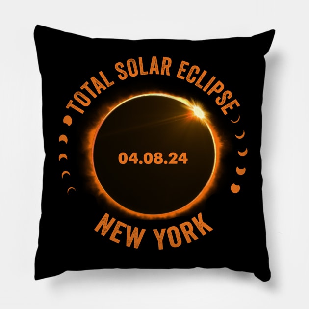 New York Total Solar Eclipse 2024 American Totality April 8 Pillow by Sky at night