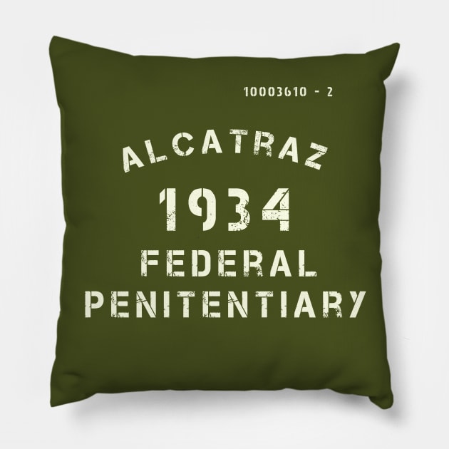 Alcatraz Prison Penitentiary Jail Prisoner Vintage Pillow by Closeddoor