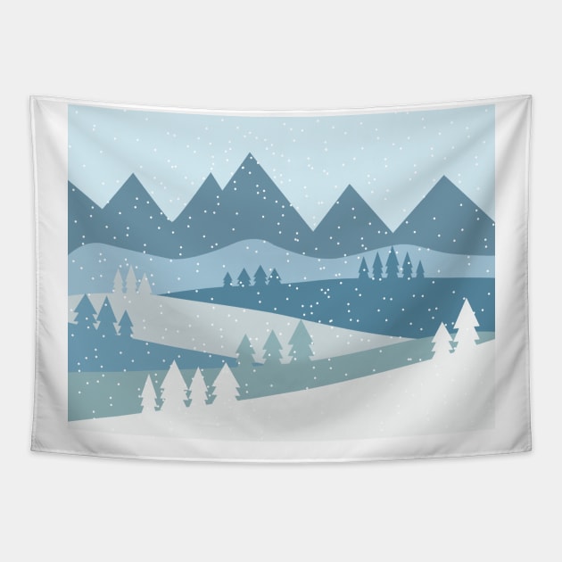 Snowing in the mountains Tapestry by TheLouisa