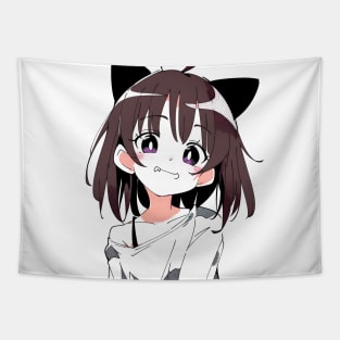 Cat Girl Retro 1990s Style Tapestry