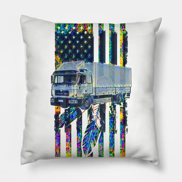 Semi Truck feather flag Pillow by PersianFMts