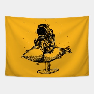 Dream Big Space Astronaut Doodle Drawing Tapestry
