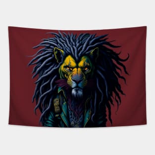 Leather Jacket Lion with Dreadlocks Tapestry