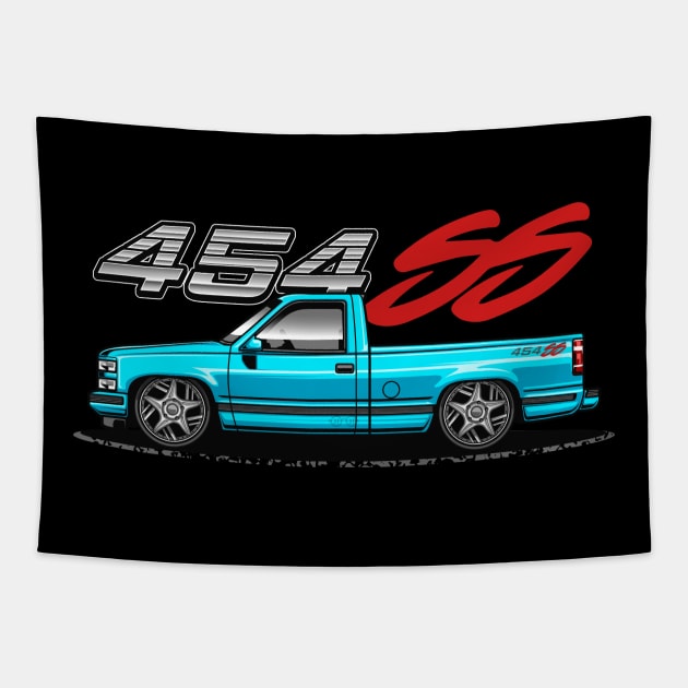 Chevy 454 SS Pickup Truck (Windsor Blue) Tapestry by Jiooji Project