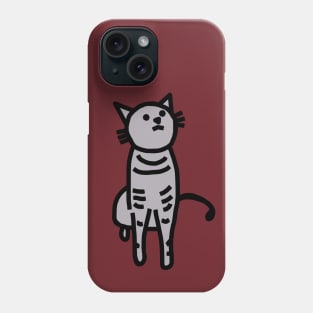 Grey Cat Thick Black Line Drawing Phone Case