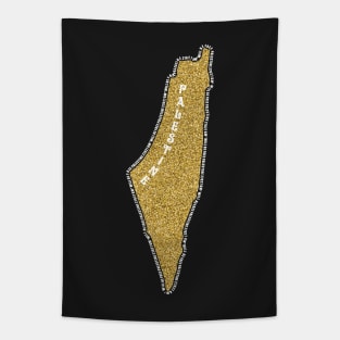 Palestinian Gold Glitter Map Area 27027 KM2 Palestine Will Be Free Solidarity Design -wht Tapestry