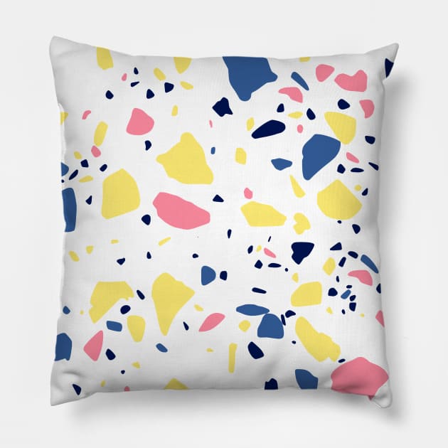 Terrazzo Party 2020 Pink Yellow Pillow by ninoladesign